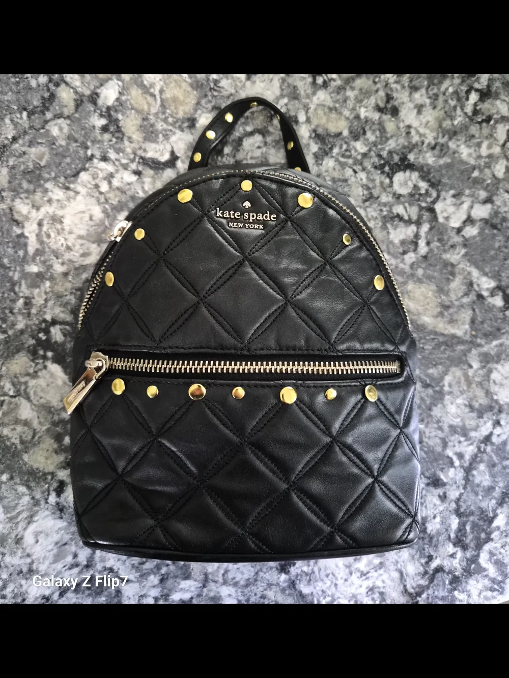 Kate Spade Black Leather Mini Backpack with Gold Hardware